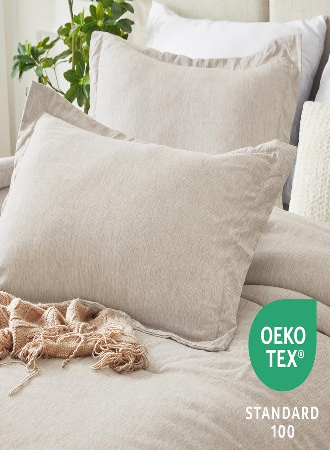 CozyLux California King Comforter Set - 3 Pieces Beige Soft Luxury Cationic Dyeing Cal King Size Bedding Comforter All Season, Breathable Lightweight Boho Bed Sets with 1 Comforter and 2 Pillow Shams - Image 4